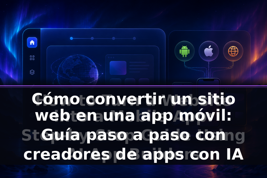 AI app builder dashboard with website URL input and platform selection