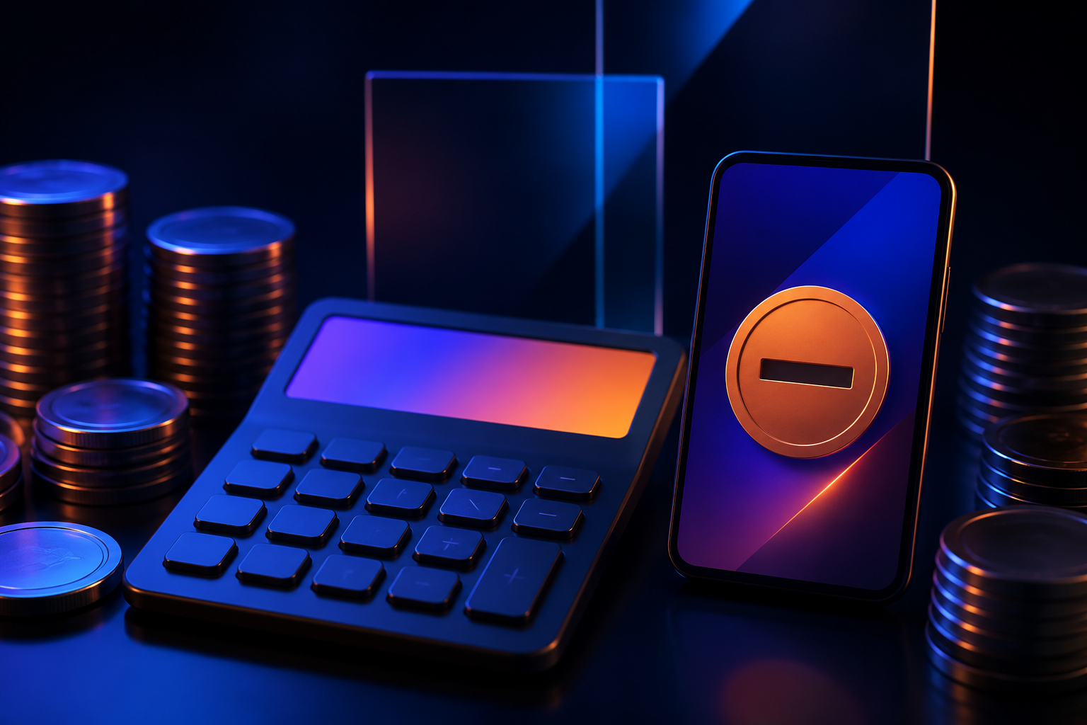 Calculator and coins representing hidden costs in app development
